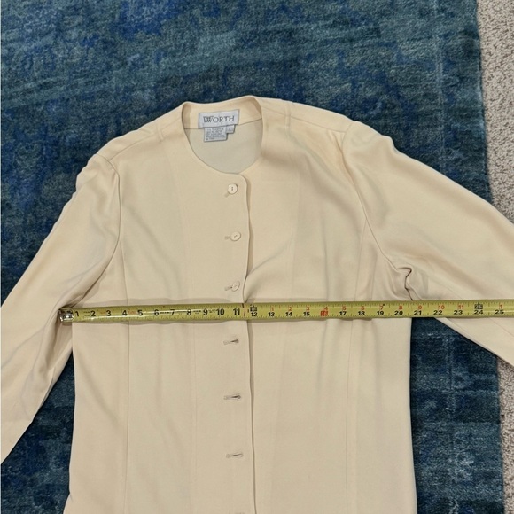 Vintage Worth New York Longline Jacket Blouse L Yellow Old Money Quiet Luxury - Picture 6 of 10